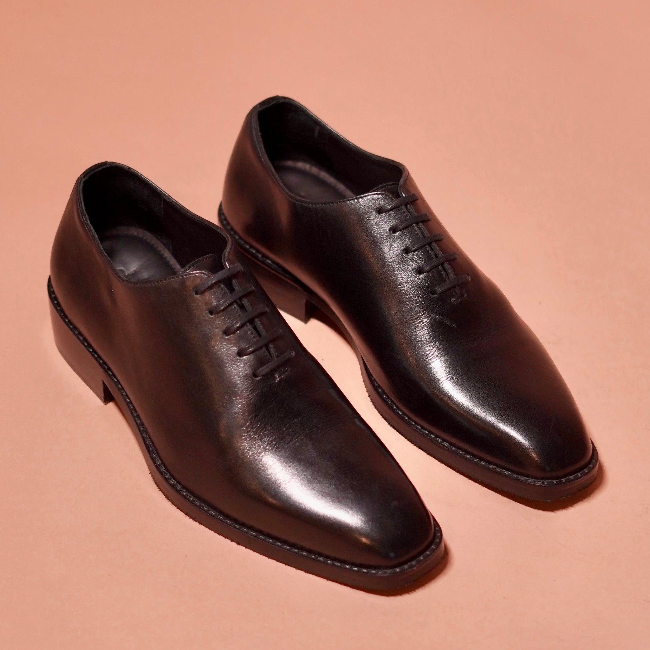 Belismo Nero | Black leather whole cut Oxfords